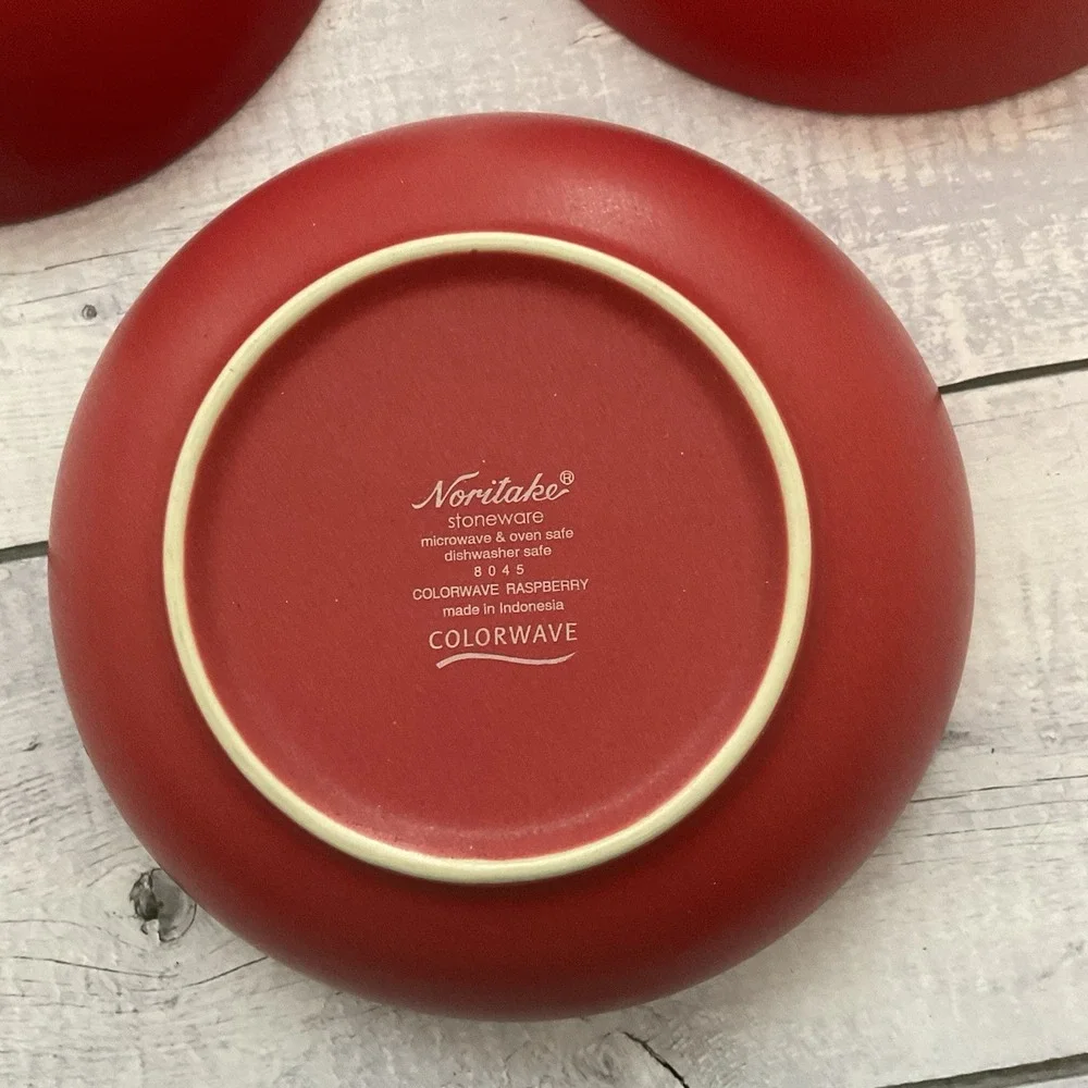 Noritake‎ Stoneware Colorware Cereal Bowls Set Of 3 Raspberry Red 8045